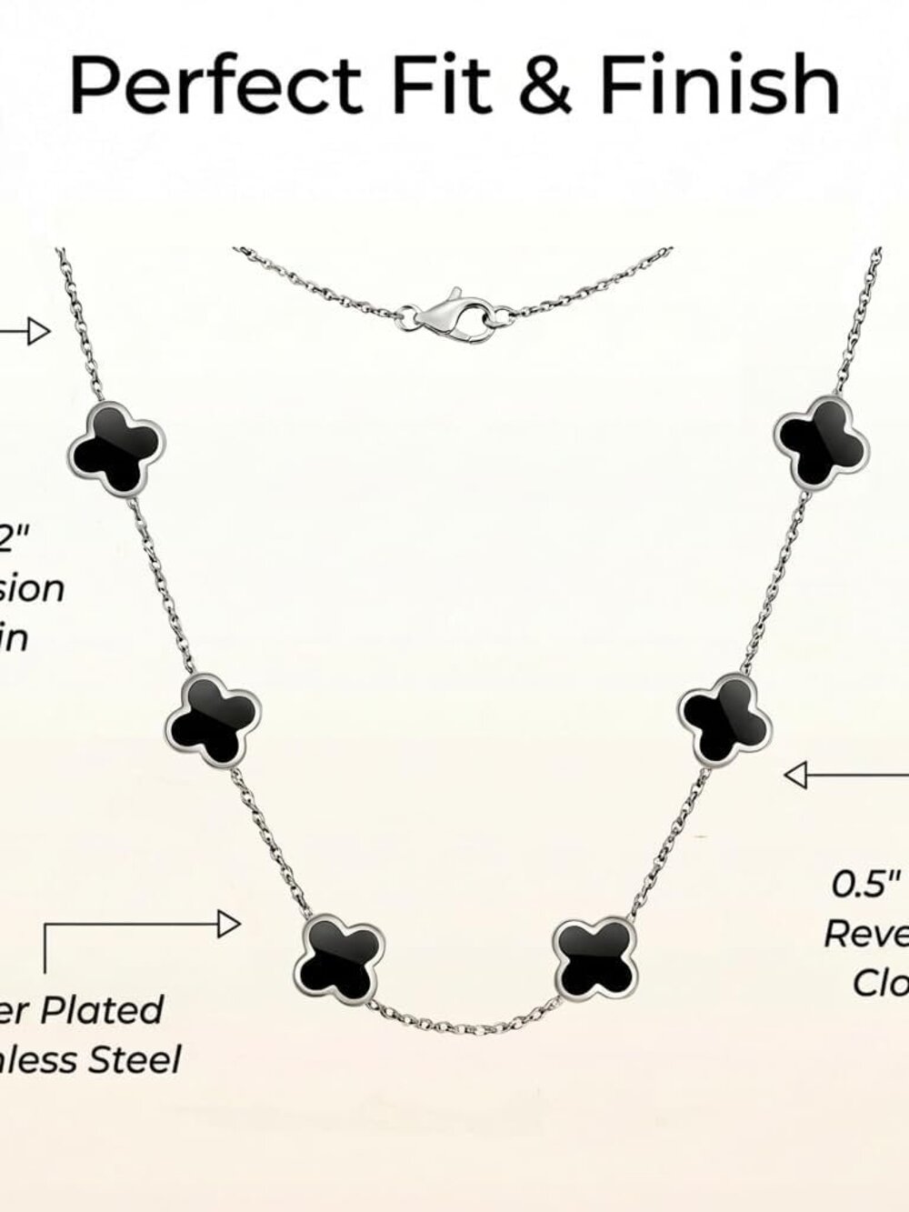 Four Leaf Clover Choker Necklace for Women | 18K Gold Plated Lucky 4 Leaf Jewelr - Picture 6 of 6